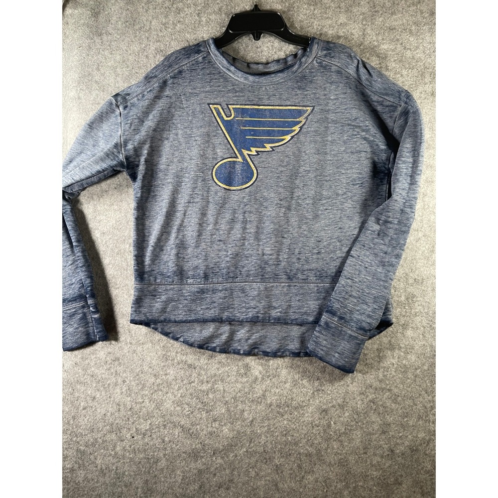 Concepts Sport NHL St. Louis Blues Sweatshirt Small Blue Acid Wash Pullover Logo